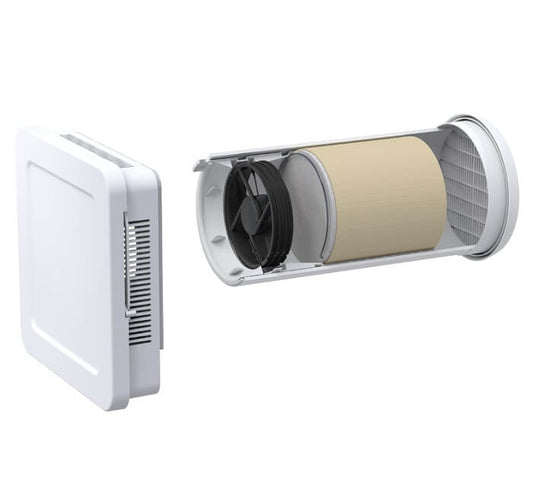 Soojusenergia taaskasutusseade Siegenia AEROTUBE WRG SMART seinaventilaator, ELEKTRILINE lukk, inkl. ilmavõre PVC valge